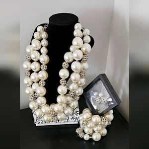 Diamonique white pearl 3 PC. set